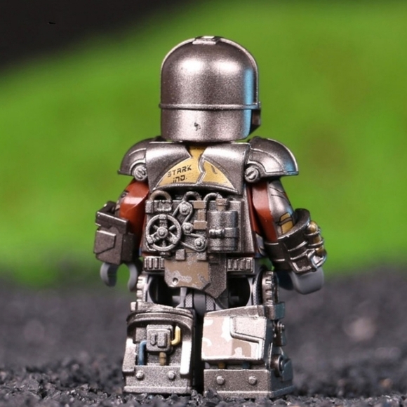 Iron man Custom Lego silver fire reversible face minifigure buildingblock toy - Picture 4 of 4